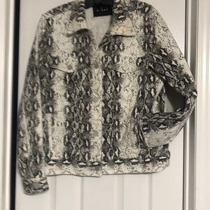 Snake skinned patterned bomber jacket